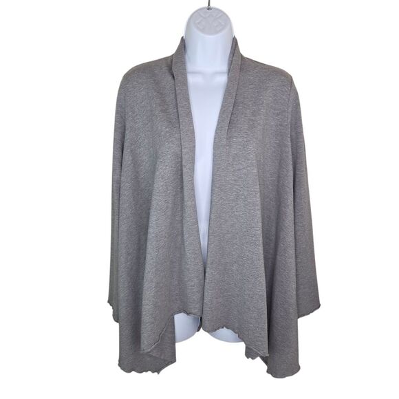 Pure Jill Purejill Gray Open Front Drape Stretch Knit Cardigan MP Medium Petite - Picture 1 of 6